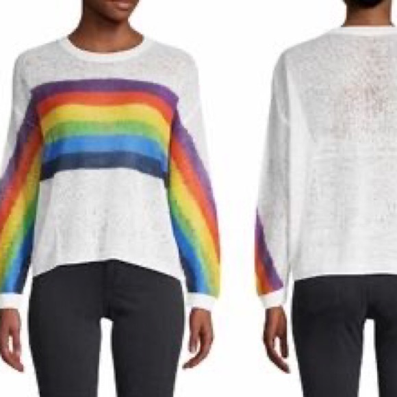 NWT AVANTLOOK Rainbow Open Knit Cotton Sweater Size XS Z357-15 - Picture 3 of 4